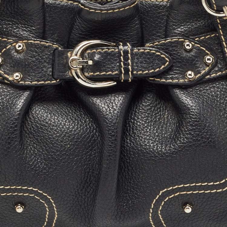 Pre Owned Aigner Black Leather Buckle Shoulder Bag