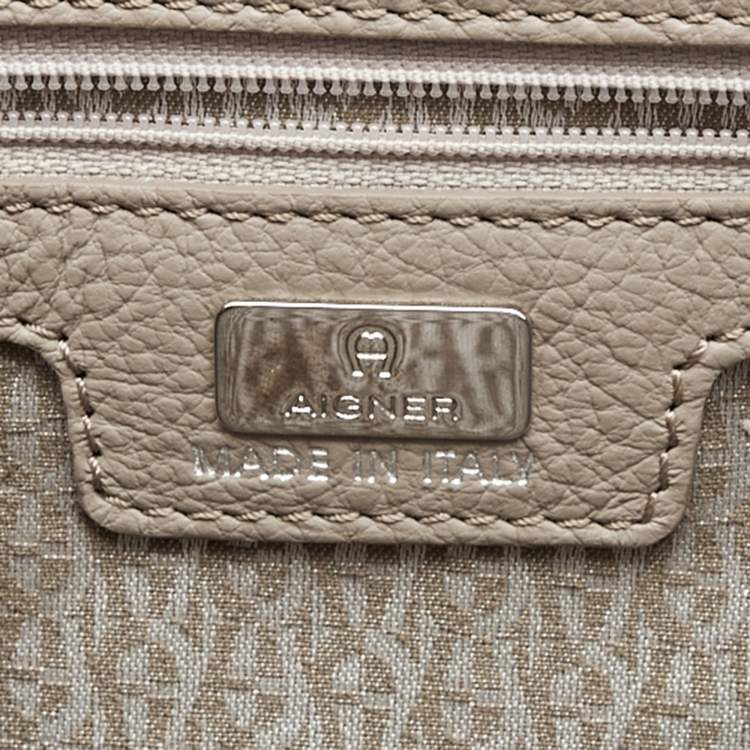 Pre Owned Aigner Beige Leather Large Cybill Tote