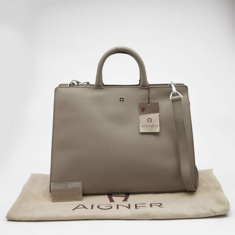 Pre Owned Aigner Beige Leather Large Cybill Tote