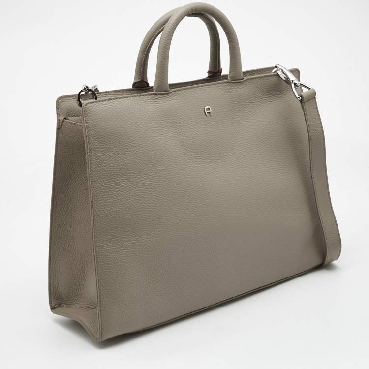 Pre Owned Aigner Beige Leather Large Cybill Tote