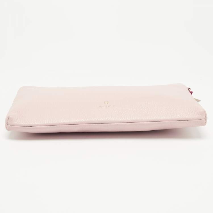 Pre Owned Aigner Light Pink Leather Wristlet Clutch 