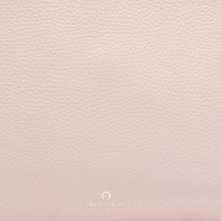 Pre Owned Aigner Light Pink Leather Wristlet Clutch 
