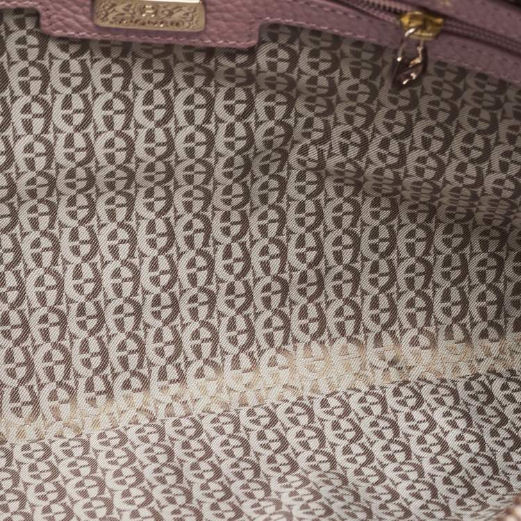 Pre Owned Aigner Light Pink Leather Wristlet Clutch 
