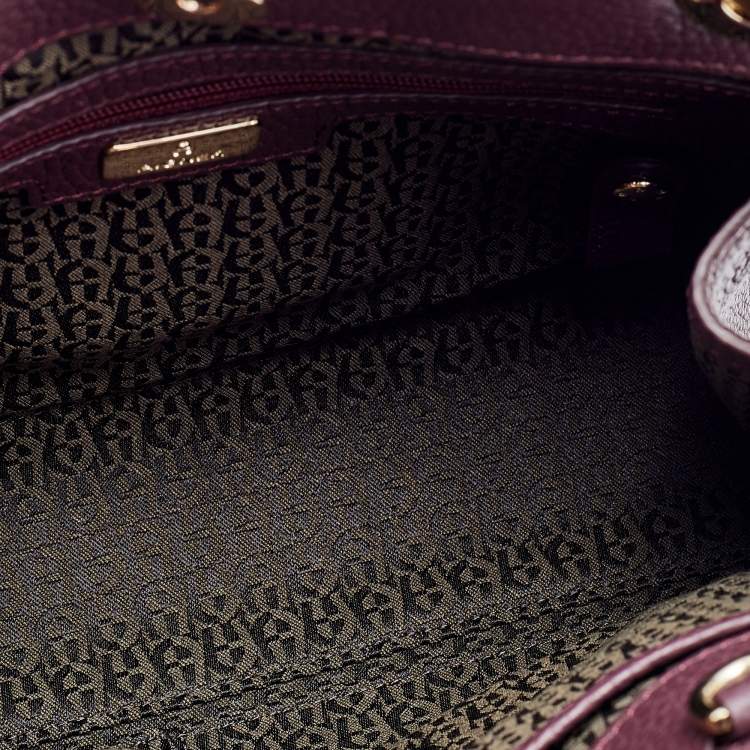 Pre Owned Aigner Plum Leather Cavallina Tote
