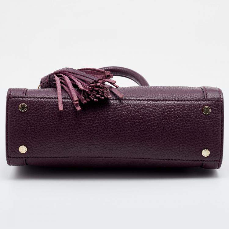 Pre Owned Aigner Plum Leather Cavallina Tote