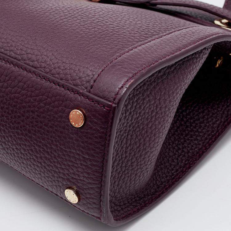 Pre Owned Aigner Plum Leather Cavallina Tote