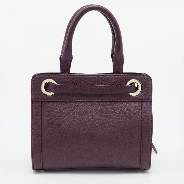 Pre Owned Aigner Plum Leather Cavallina Tote