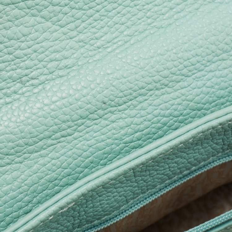 Pre Owned Aigner Mint Green Embossed Leather Genoveva Crossbody Bag