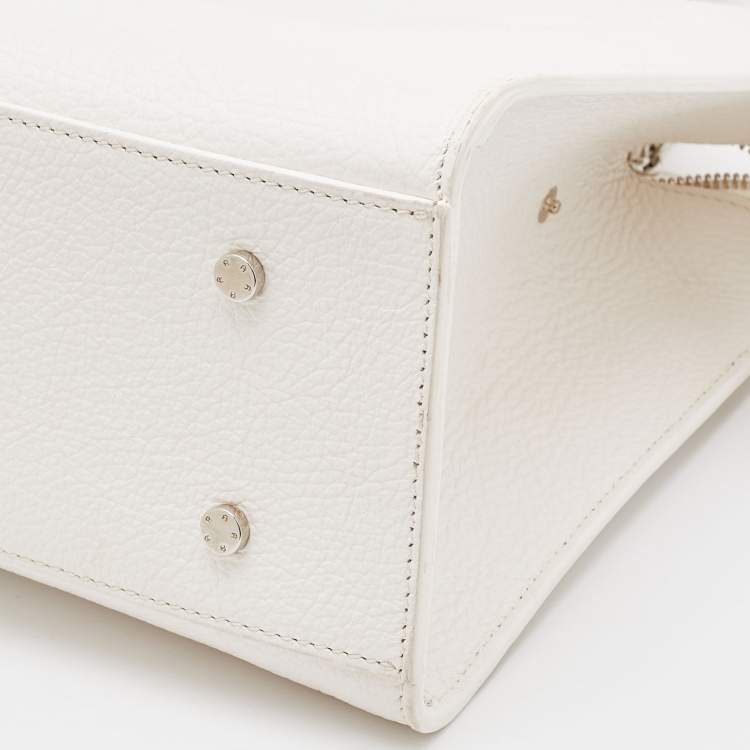 Pre Owned Aigner White Grained Leather Cybill Tote