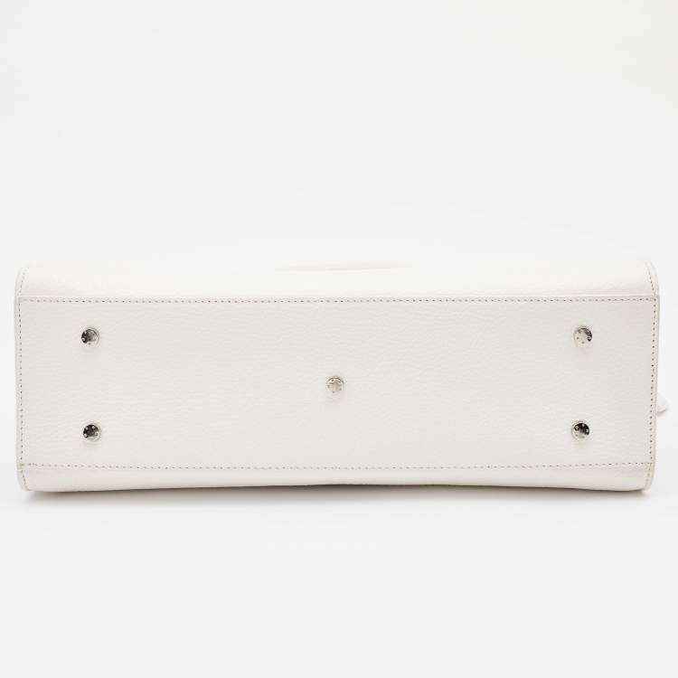 Pre Owned Aigner White Grained Leather Cybill Tote