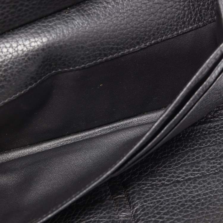مملوكة مسبقًا Aigner Black Grained Leather Logo Bifold Flap Wallet
