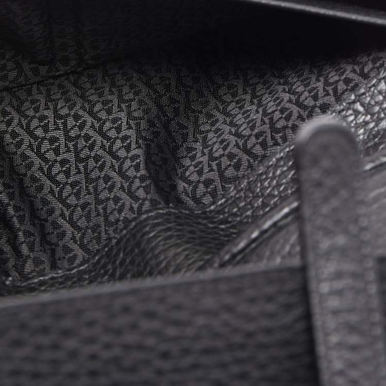 مملوكة مسبقًا Aigner Black Grained Leather Logo Bifold Flap Wallet
