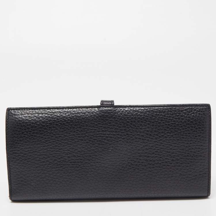 مملوكة مسبقًا Aigner Black Grained Leather Logo Bifold Flap Wallet