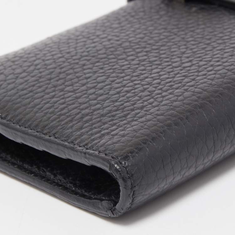 مملوكة مسبقًا Aigner Black Grained Leather Logo Bifold Flap Wallet
