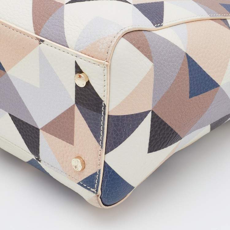 Pre Owned Aigner Multicolor Leather Zip Satchel