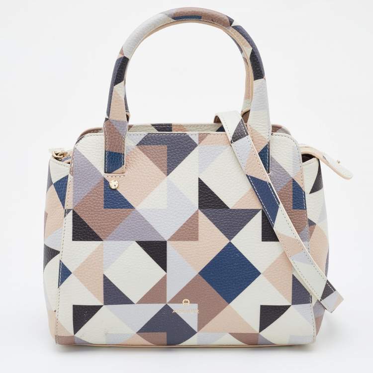 Pre Owned Aigner Multicolor Leather Zip Satchel