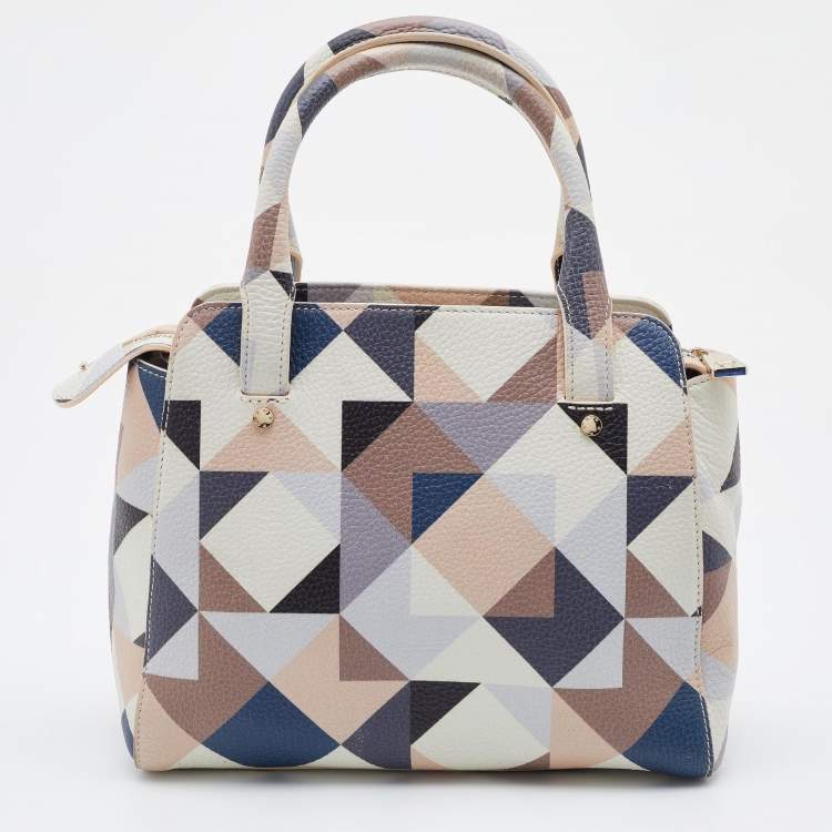 Pre Owned Aigner Multicolor Leather Zip Satchel
