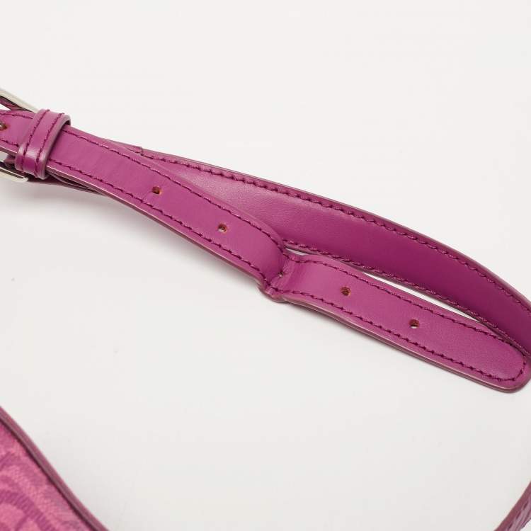 Pre Owned Aigner Magenta Monogram Coated Canvas and Leather Dome Crossbody Bag