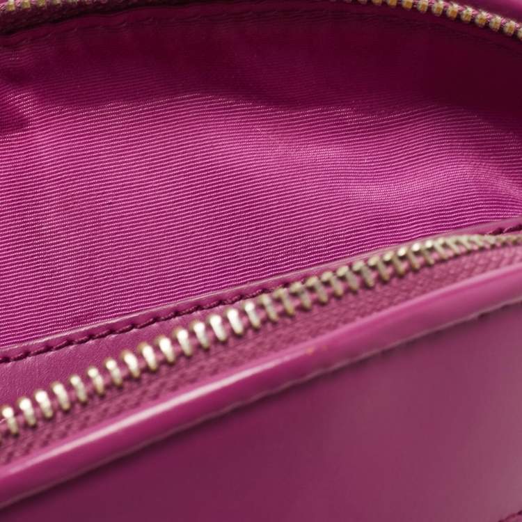 Pre Owned Aigner Magenta Monogram Coated Canvas and Leather Dome Crossbody Bag