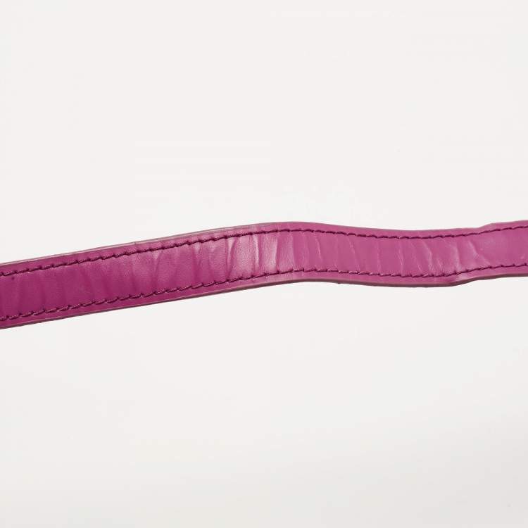 Pre Owned Aigner Magenta Monogram Coated Canvas and Leather Dome Crossbody Bag