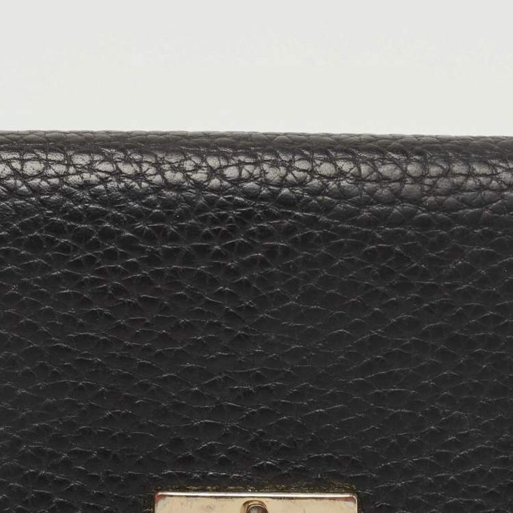 Pre Owned Aigner Black Leather Envelope Flap Compact Wallet