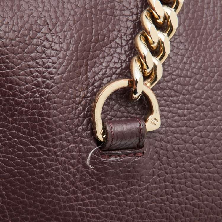 Pre Owned Aigner Burgundy Leather Chain Tote  