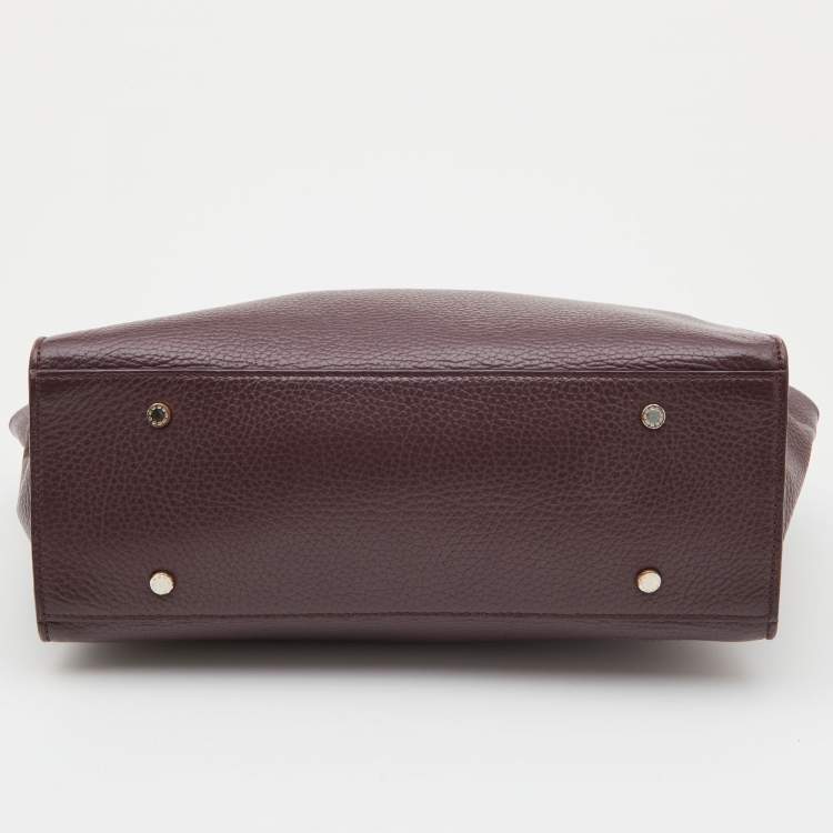 Pre Owned Aigner Burgundy Leather Chain Tote  