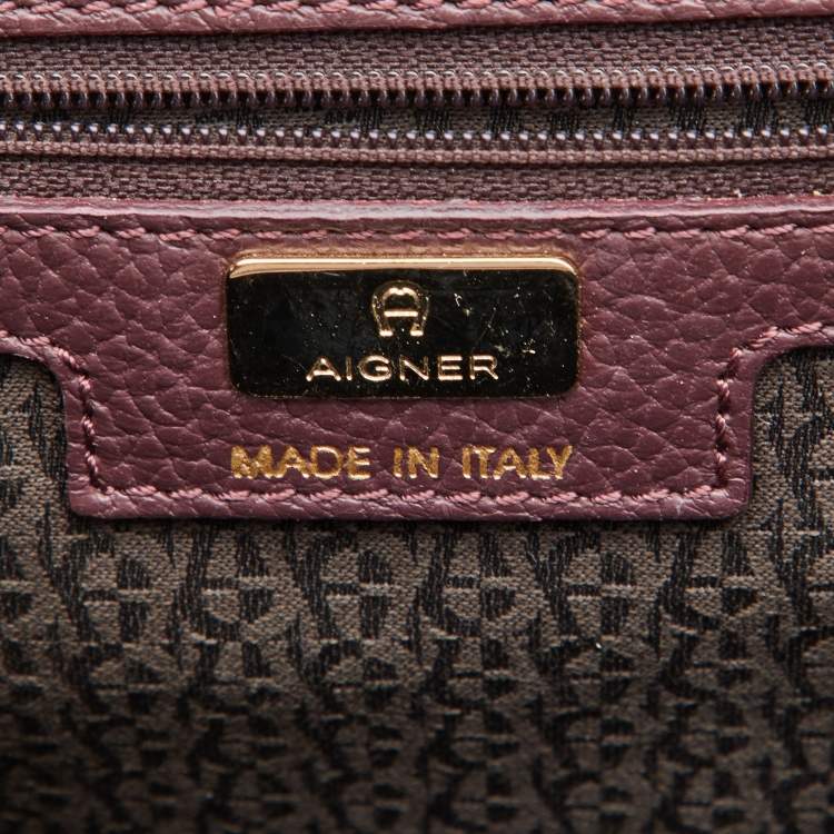 Pre Owned Aigner Burgundy Leather Chain Tote  