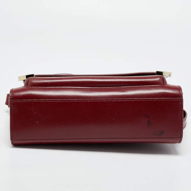 Pre Owned Aigner Burgundy Leather Amber Flap Crossbody Bag