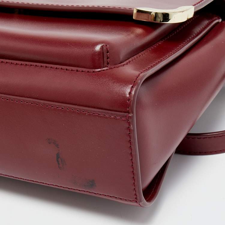 Pre Owned Aigner Burgundy Leather Amber Flap Crossbody Bag