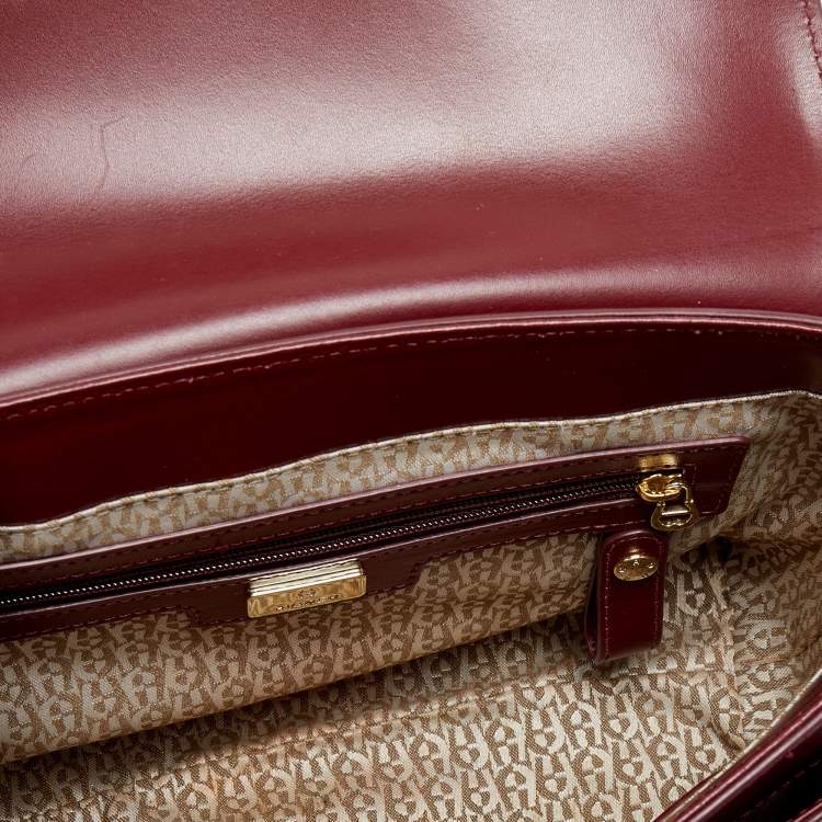 Pre Owned Aigner Burgundy Leather Amber Flap Crossbody Bag