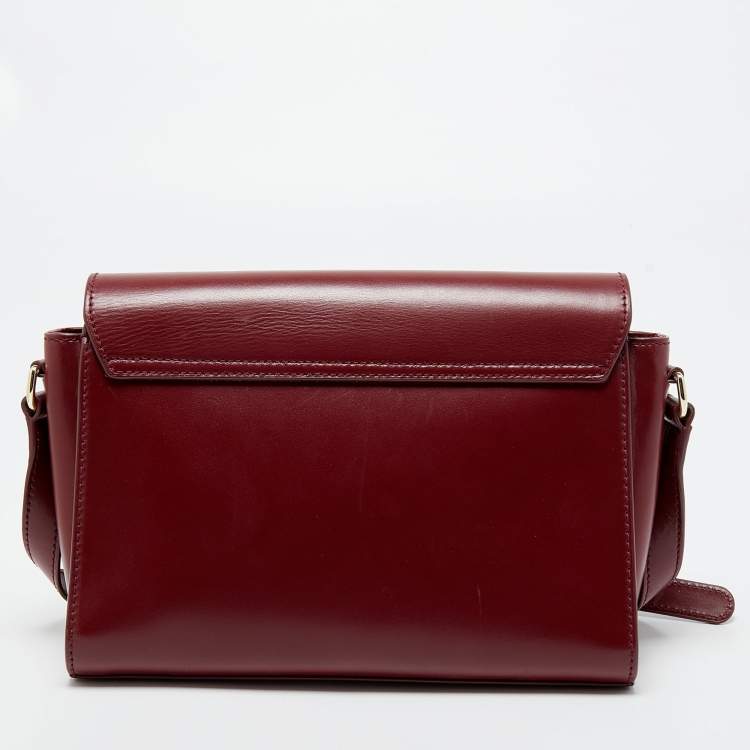 Pre Owned Aigner Burgundy Leather Amber Flap Crossbody Bag