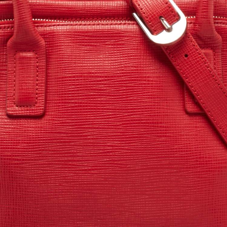 Pre Owned Aigner Red Leather Double Zip Satchel