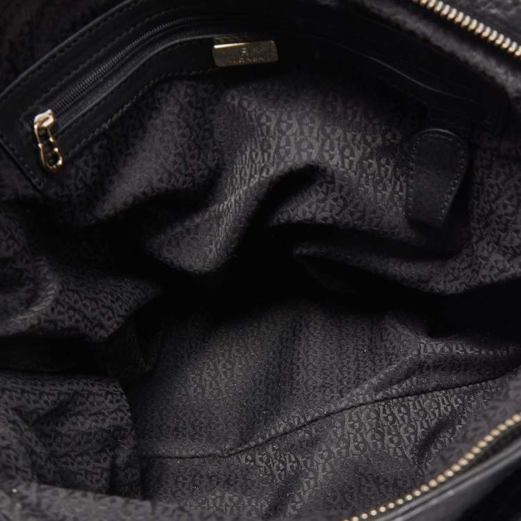 Pre Owned Aigner Black/Dark Grey Signature Coated Canvas and Leather Tote