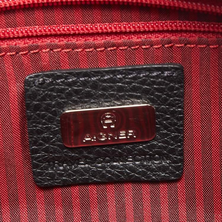 Pre Owned Aigner Black Signature Nylon Logo Belt Bag