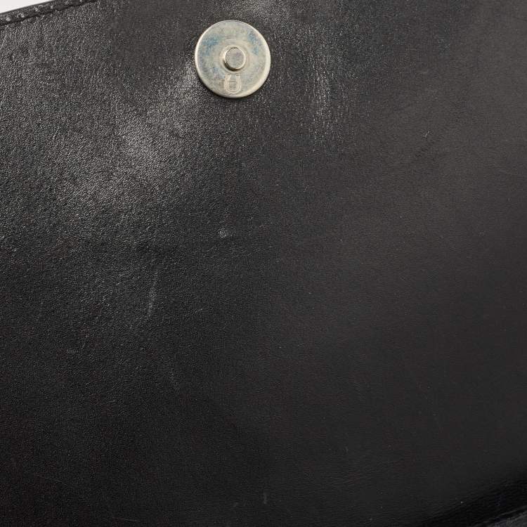 Pre Owned Aigner Black Suede And Leather Logo Flap Clutch