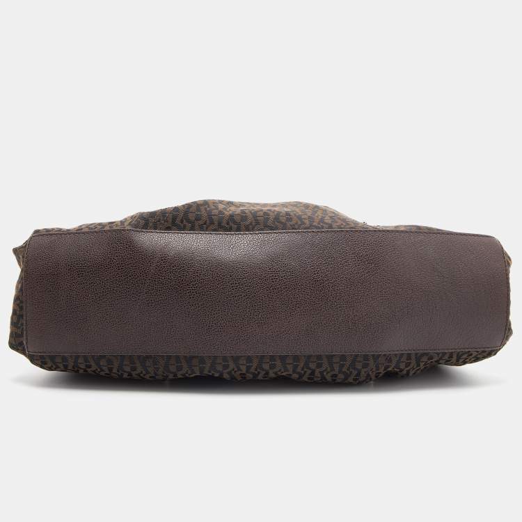 Pre Owned Aigner Brown Signature Canvas and Leather Shoulder Bag