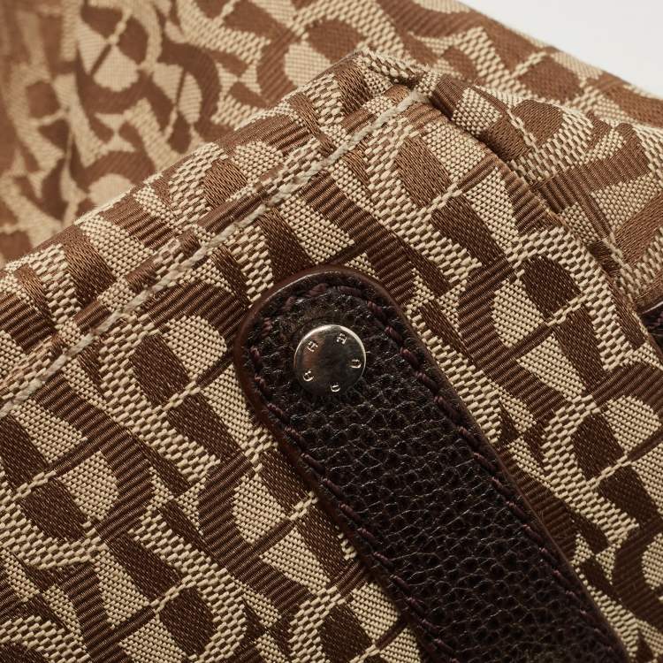 Pre Owned Aigner Beige/Brown Signature Canvas and Leather Hobo