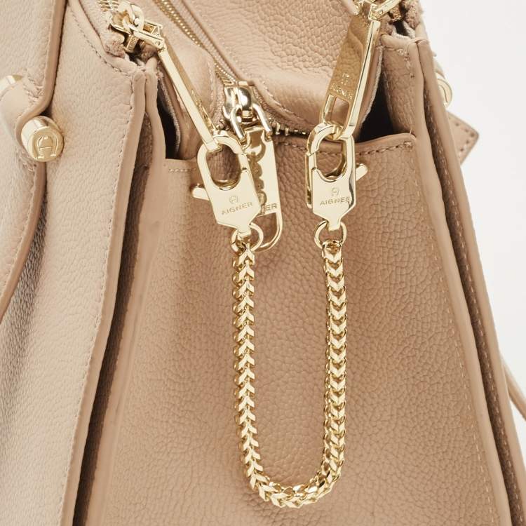 Pre Owned Aigner Beige Leather Lana City Tote 