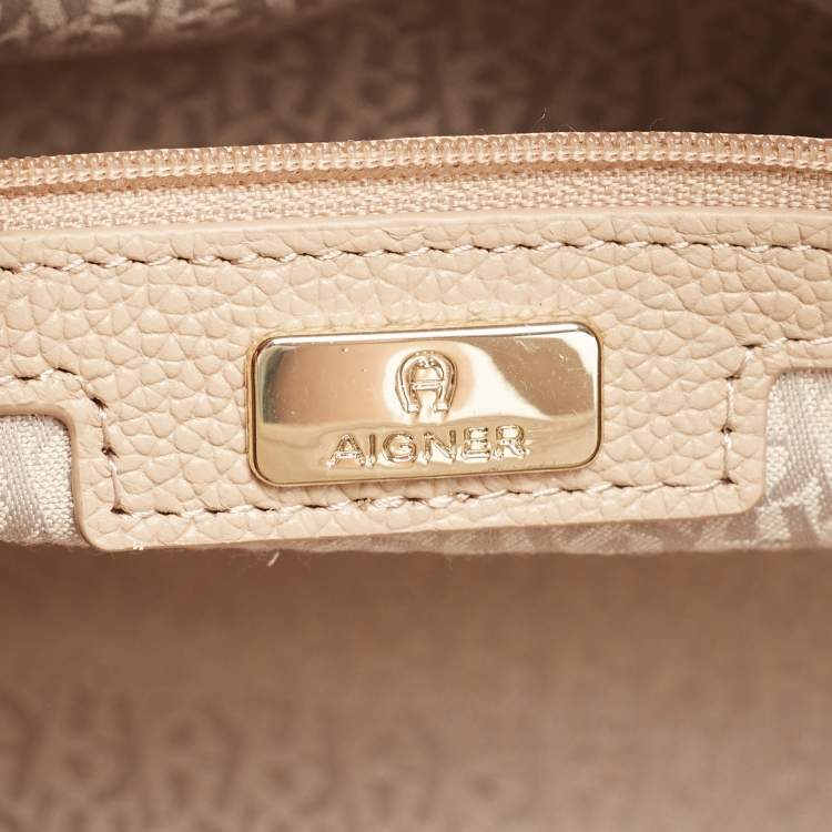 Pre Owned Aigner Beige Leather Lana City Tote 