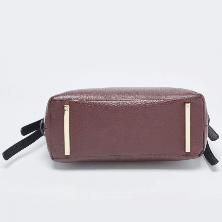 Pre Owned Aigner Burgundy/Black Leather Carla Top Handle Bag