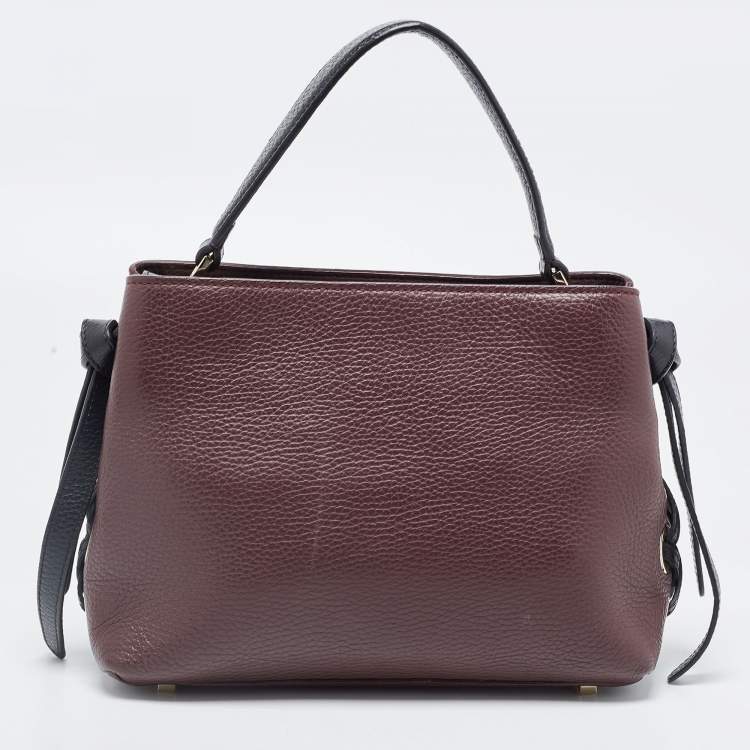 Pre Owned Aigner Burgundy/Black Leather Carla Top Handle Bag