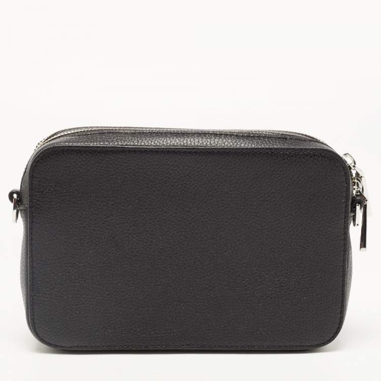 Pre Owned Aigner Black Grained Leather Matteo Crossbody Bag
