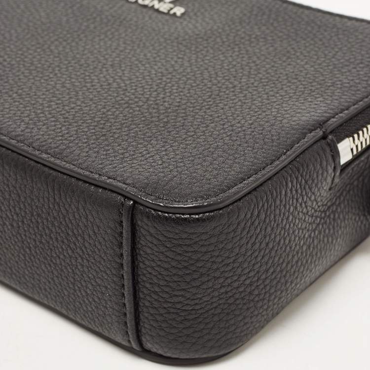 Pre Owned Aigner Black Grained Leather Matteo Crossbody Bag