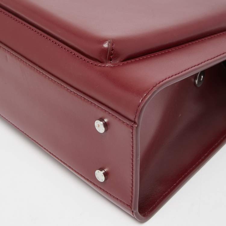Pre Owned Aigner Burgundy Leather Front Pocket Satchel
