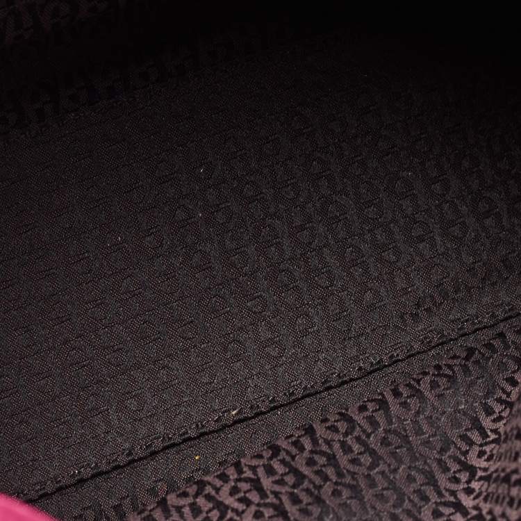 Pre Owned Aigner Dark Pink/Beige Monogram Canvas and Leather Cavallina Tote