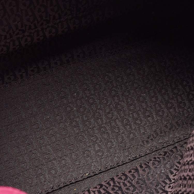 Pre Owned Aigner Dark Pink/Beige Monogram Canvas and Leather Cavallina Tote