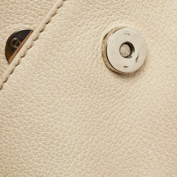 Pre Owned Aigner Off White/Brown Monogram Canvas and Leather Logo Handle Satchel