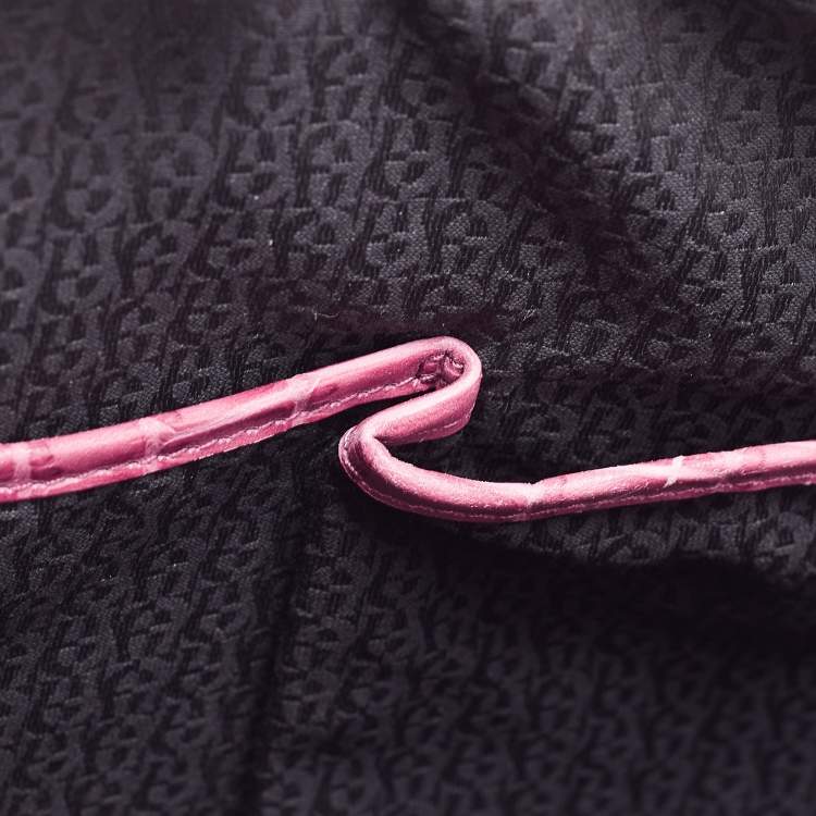 Pre Owned Aigner Pink Croc Embossed Leather Double Zipped Satchel 