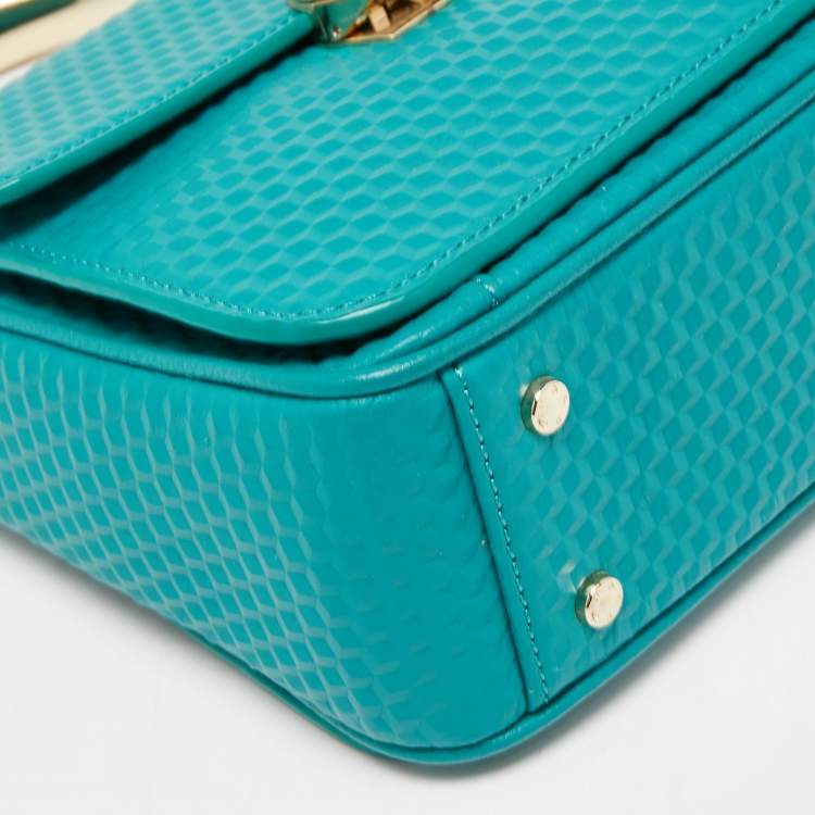 Pre Owned Aigner Green Embossed Leather Genoveva Top Handle Bag